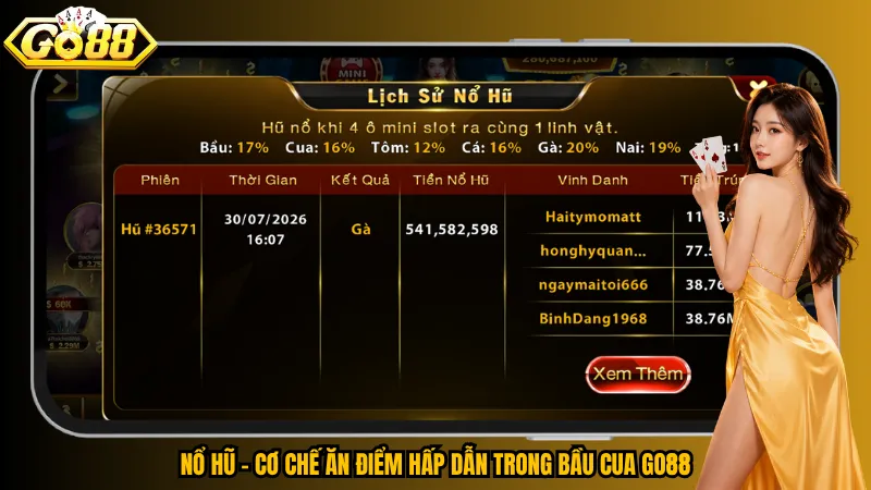 Nổ hũ – Cơ chế ăn điểm hấp dẫn trong Bầu Cua Go88