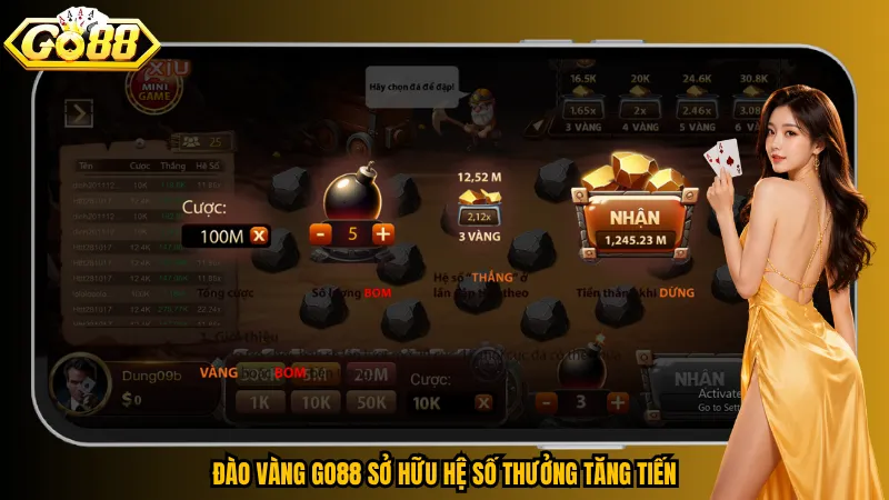 Đào Vàng Go88 sở hữu hệ số thưởng tăng tiến