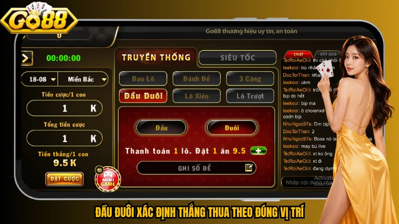 Đầu đuôi xác định thắng thua theo đúng vị trí