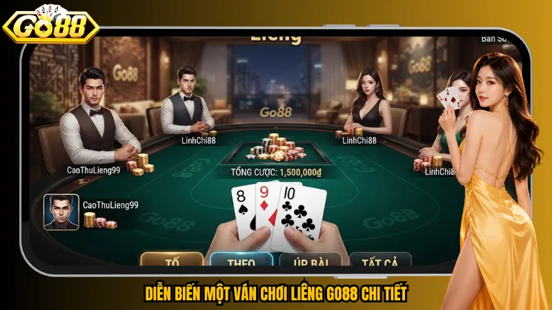 Diễn biến một ván chơi Liêng Go88 chi tiết