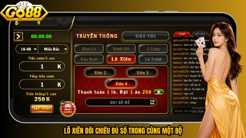Lô xiên đối chiếu đủ số trong cùng một bộ