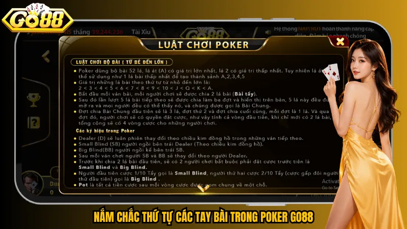 Nắm chắc thứ tự các tay bài trong Poker Go88