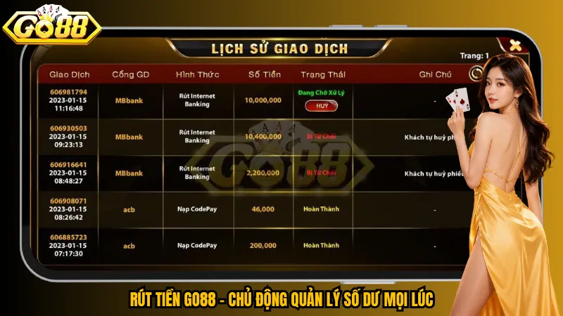 Rút tiền Go88 – Chủ động quản lý số dư mọi lúc