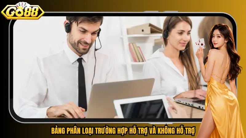 Tuyên bố miễn trừ trách nhiệm 4 Bảng phân loại trường hợp hỗ trợ và không hỗ trợ