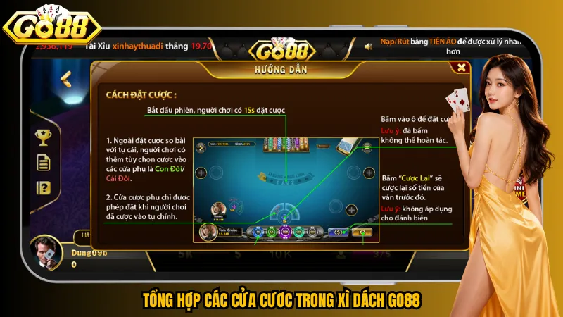 Tổng hợp các cửa cươc trong Xì Dách Go88