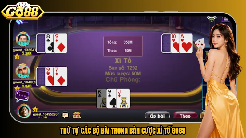Thứ tự các bộ bài trong bàn cược Xì Tố Go88