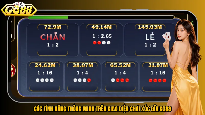 Các tính năng thông minh trên giao diện chơi Xóc đĩa Go88