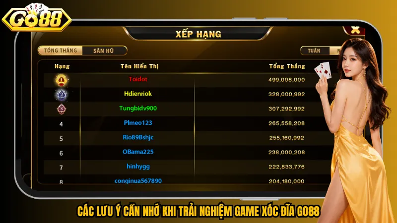 Các lưu ý cần nhớ khi trải nghiệm game Xóc đĩa Go88
